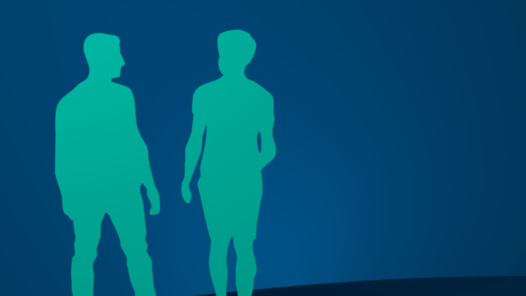 Illustration of couple having a conversation about fertility while walking